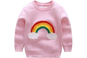 Julerwoo Toddler Girl Pink Pullover Sweaters Cute Prints Crewneck Knit Sweater Tops