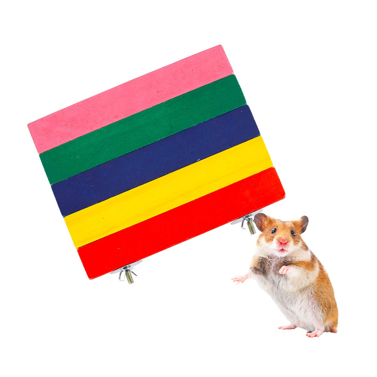 POPETPOP Hamster Platform for Cage- Color Wood Stand Platform for Hamster Rat,Chinchilla,Syrian Hamster,Bird,Small Animals Habitat Toy