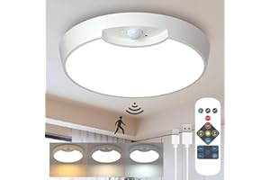 TOOWELL Rechargeable Motion Sensor Light with Remote - 8000mAh Battery Operated Ceiling Light, Wireless Closet Light Indoor for Closets Shower Pantry Stairs Hallway