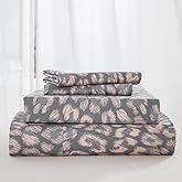DAUAOTO Twin XL Cotton Sheets Set Printed Bedding Sets, Up to 14" Deep Mattress, Modern Pattern Bedlinen for Twin Extra Long Bed, Leopard Gray