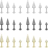 ZS 16G Spike Lip Rings Cartilage Tragus Helix Piercing, 18G Stainless Steel Spike Stud Earrings, 20G Spike Nose Rings Studs for Women Men