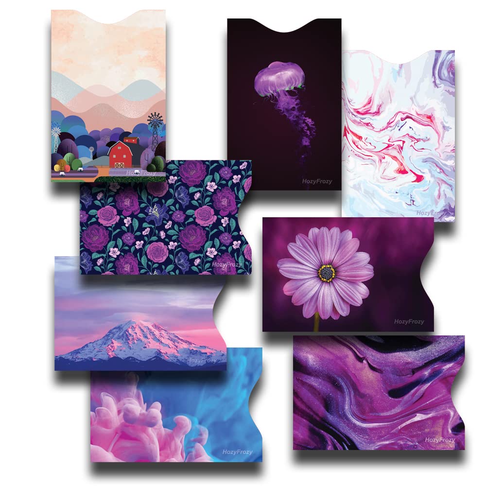 Photo 1 of 8 RFID Blocking Sleeves, Unique Designs and Arts in Purple, Anti-Theft Credit Card Holder, Credit Card Protector, Easy to Recognize, Sturdy and Perfect size for cards