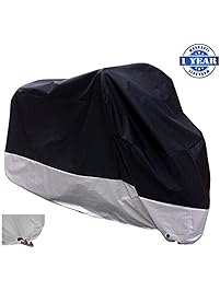XYZCTEM All Season Black Waterproof Sun Motorcycle Cover,Fits up to 108" Motors (XX Large & Lockholes)