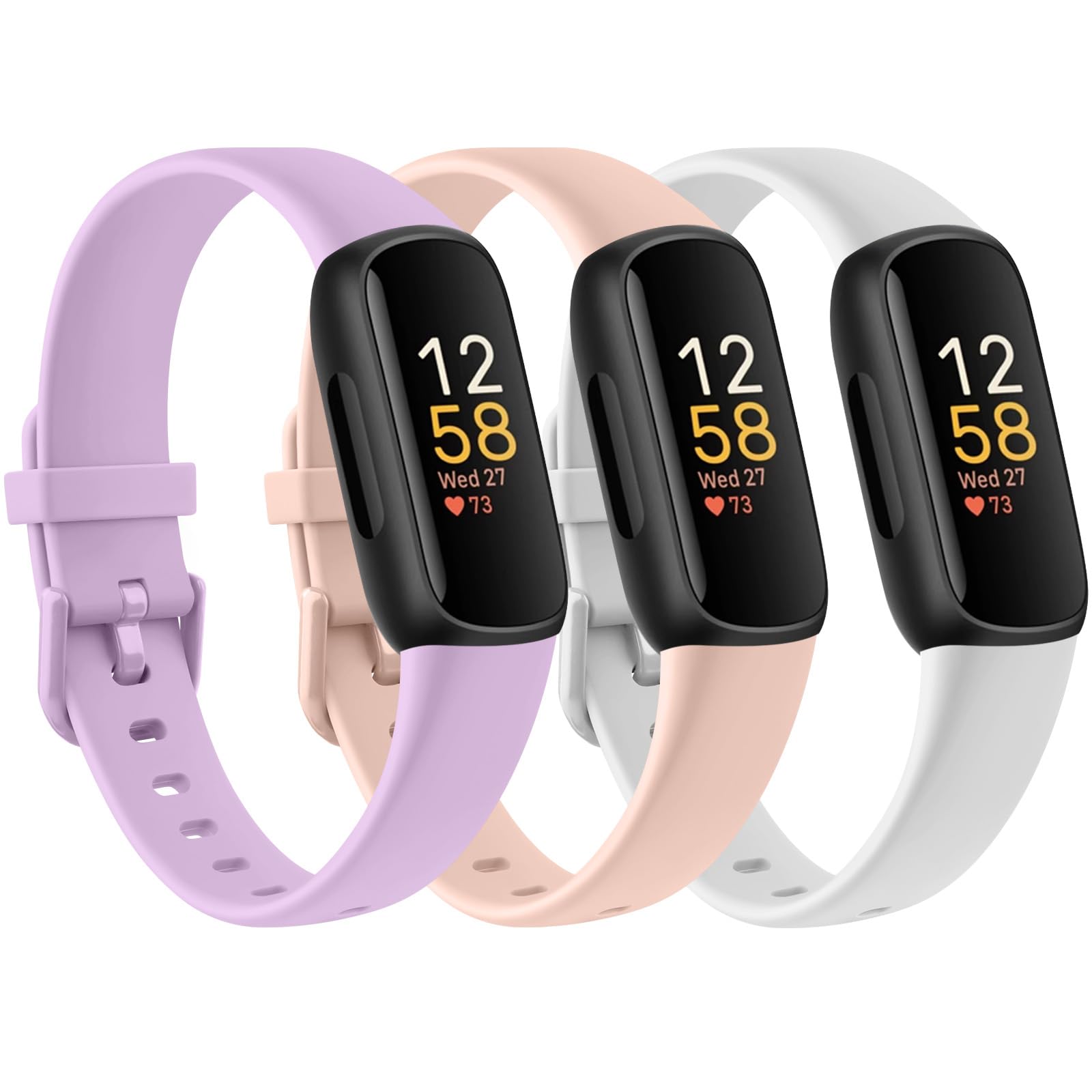 Tobfit [3 Pack] Straps compatible for Fitbit Inspire 3 Strap for Women Men, Soft Silicone Replacement Strap Wristband Watchband Accessories (3 Pack 03)