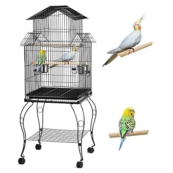 Yaheetech Cage Oiseaux Sur Roulettes Perroquet Canari Exterieur 59 X 59 X 1395 Cm Avec Support Détachable