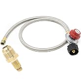 GasOne 2113+50105 4 ft Regulator and Propane Brass Orifice, Steel Braided Hose