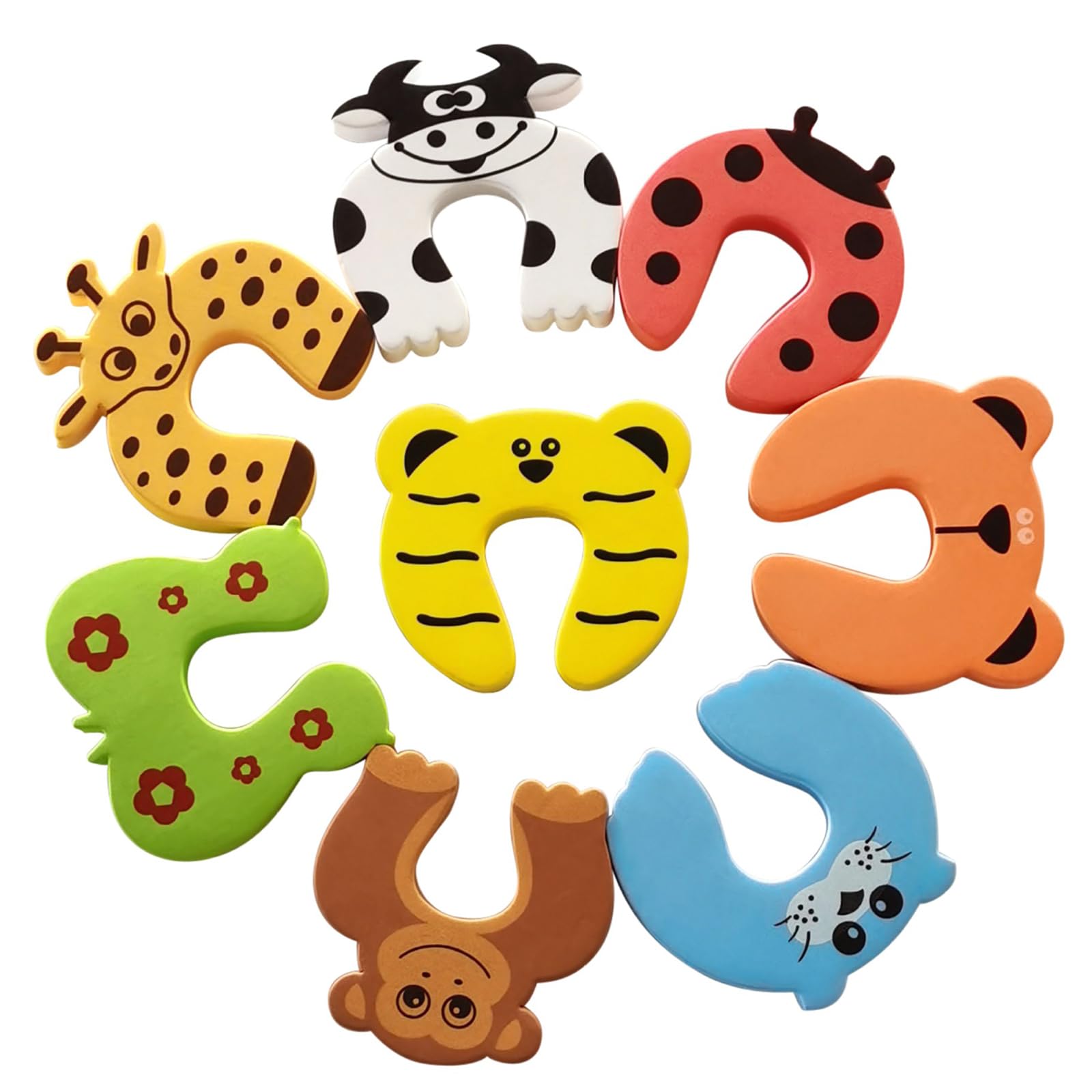 8Pcs Cute Animal Design Children's Door Stop Soft Foam Baby Pinch Protection Prevent Finger Injuries Door Clamping Protection Door Slam Stopper for Baby Children