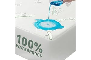 Flippeddream Cooling Queen Mattress Protector-100% Waterproof & Noiseless Rayon Fiber Mattress Cover (60" x 80") Size Bed Soft, Breathable, Guards Against Spills Matterss Pad - Pockets Up to 21″