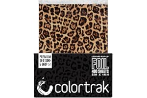 Colortrak Leopard Pop-up Foil W/Dispenser (400 Count), Pre-cut Sheets, Non-Slip Embossed Texture, 5" x 11" Sheets for Hair Foil Coloring and Highlighting Sheet Applications
