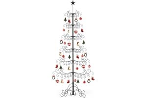 SUNYRISY 7Ft Metal Ornament Display Stand Wrought Iron Black Christmas Tree with Wire Hanging Hooks for Holiday Christmas Halloween Balls Decoration Gift