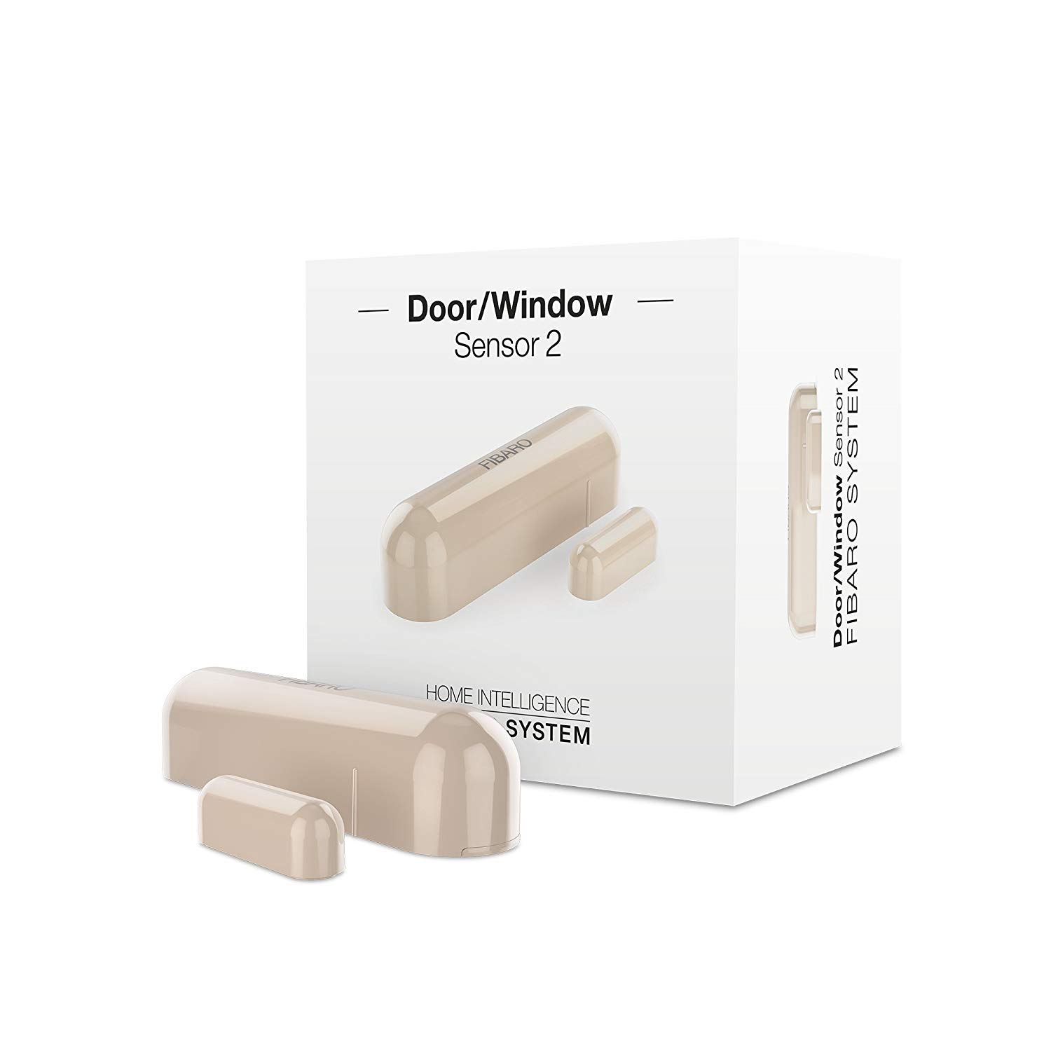 FIBARO Door Window Sensor 2 Beige, Z-Wave Plus Magnetic Reed Switch with Temperature Sensor, FGDW-002-4