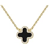 Qitian Clover Necklace for Women 18K Gold Four Leaf Pink Lucky Link Clover Necklaces, Trendy Necklaces Set Jewelry Gifts for Women