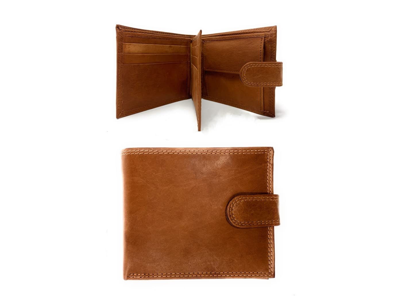 MOIRENTO - Mens Leather Wallet, 6 Card Slots, 1 Photo ID Window, Trifold Bifold Design, RFID Blocking, with Coin Pocket, Contactless Credit Card Protection Light Tan Beige Brown UK LTan3016 — image 1
