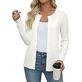 Yincro Women's Lightweight Crewneck Cardigan Long Sleeve Soft Knit Cardigans Sweater