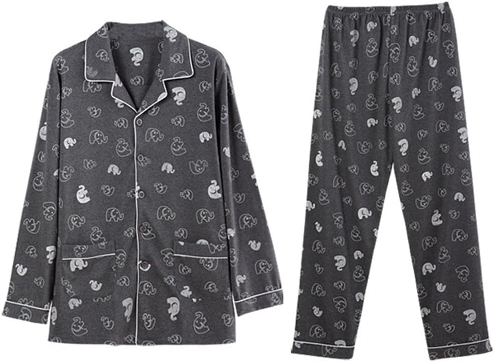PajamaMax Mens Printed Piping Stretchy 2 Pieces Pajama Set Sleepwear