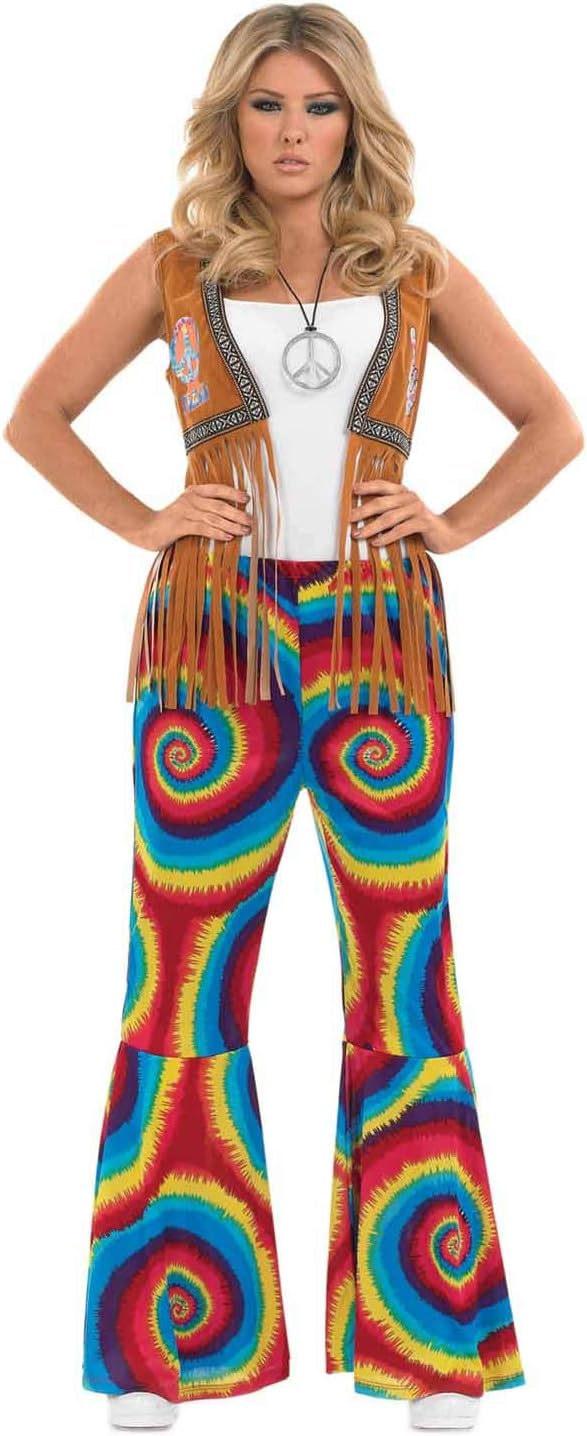 Fun Shack Flared Trousers Women 70s Hippie Fancy Dress Women Medium