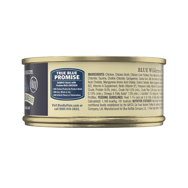 BLUE BUFFALO WILDERNESS ADULT CAT 7+ GRAIN FREE CHICKEN PATÉ WET CAT FOOD, SUPPORTS ENERGY FOR AN ACTIVE LIFE, MADE WITH NATURAL INGREDIENTS, 5.5-OZ. CANS (24 COUNT)