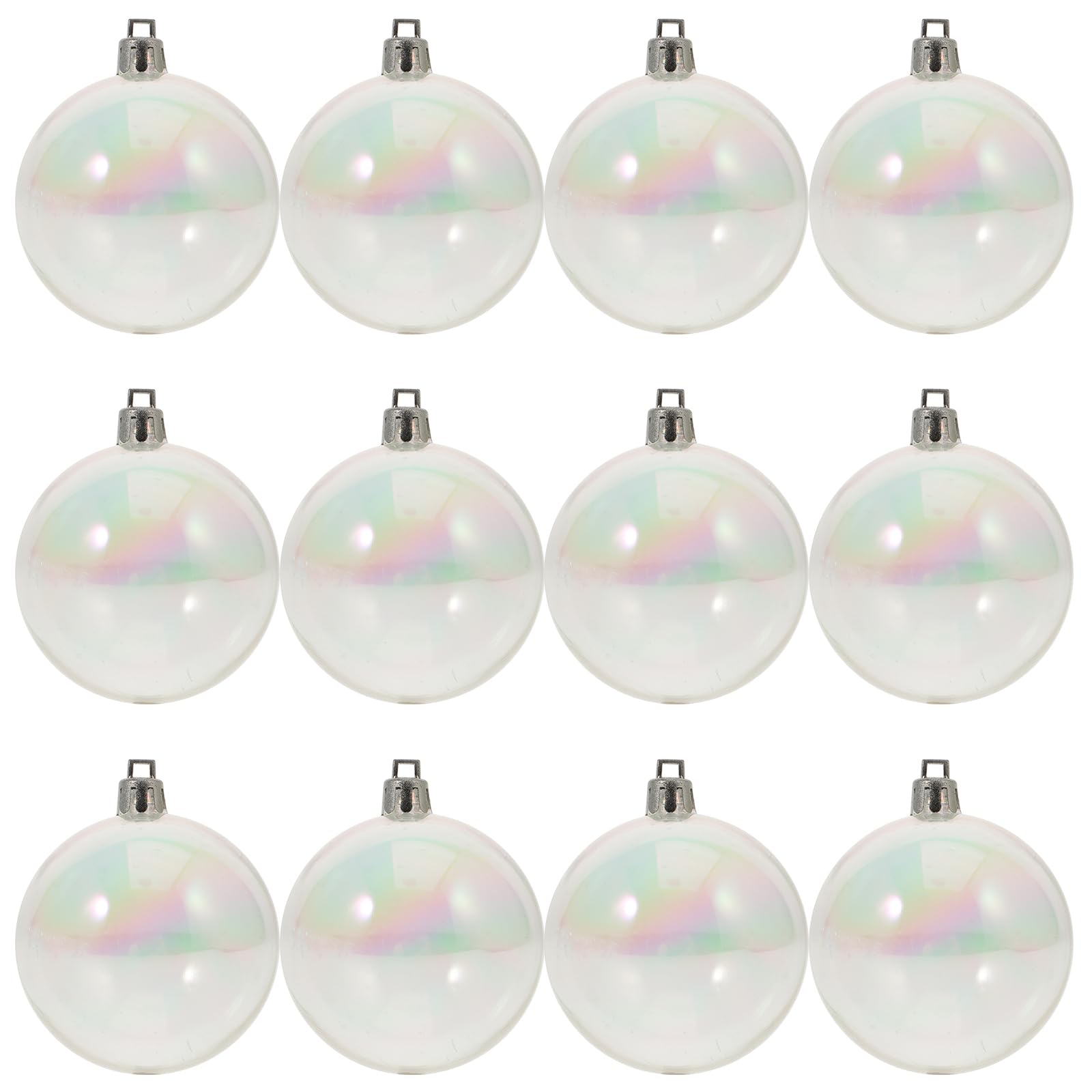 Gadpiparty Glass Christmas Baubles 12Pcs Shatterproof Clear Iridescent Christmas Balls Clear Balls Ornaments Ornaments Baubles