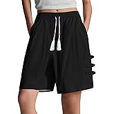 domirica Boho Shorts for Women Breathable Active Shorts for Women Wide Elastic Waist High Waisted Pants Casual Activewear