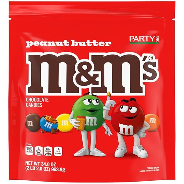 M&M’S PEANUT BUTTER CHOCOLATE CANDY, FOOTBALL PARTY CANDY SUPPLIES, PARTY SIZE, 34 OZ BAG