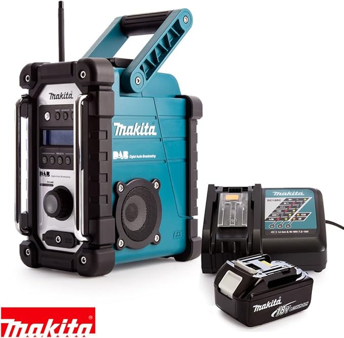 Makita DMR104 Blue DAB/FM Site Radio With 1 x 5.0Ah Battery & Charger