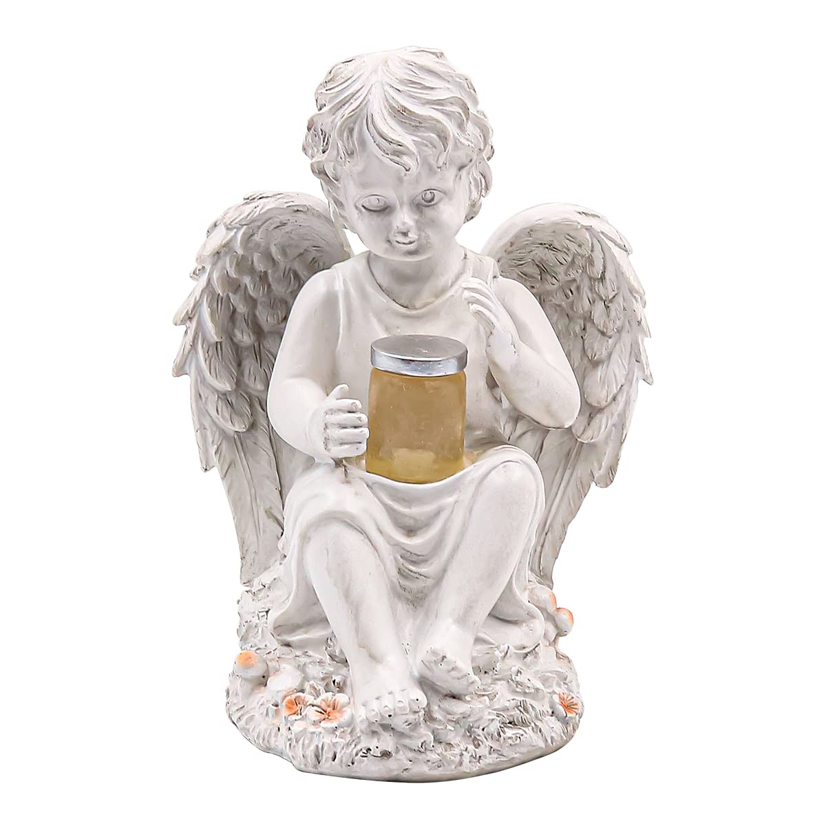 NUZAMAS Solar Powered Garden Ornaments Decorative Fairy Statue with Solar Lantern Light Outdoor Garden Decoration Ornament Table Top Sculpture Lighting Waterproof Lamp