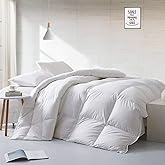 APSMILE Lightweight Down Feather Fibers Comforter Oversized King Size, Light Warmth Duvet Insert for Hot Sleepers/Warm Weather - Luxury Hotel Collection Comforter for Summer(White, 120"x98")