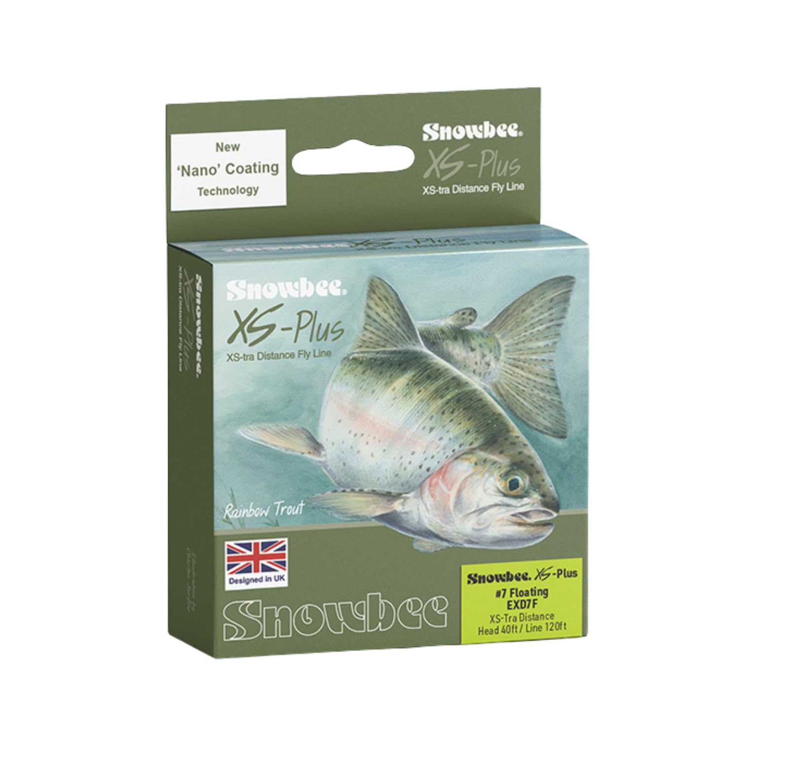 Snowbee XS‑Plus XS‑tra Distance Floating Fly Line, 120 ft, 40 ft Head, High-Visibility Chartreuse/Orange, WF5, for Extreme Distance Casting with Minimal Back Cast