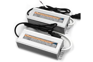 ELXJAR (2-Pack) 100W 24V Waterproof IP67 LED Power Supply Driver Transformer for LED Light, Computer Project, Outdoor Light, 90-260V AC to 24V DC Low Voltage Output with 3-Prong Plug 3.3 Feet Cable