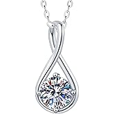 AIPETPICIO Moissanite Infinity Necklace for Women, 1 Carat Dainty Birthday Pendant with 925 Sterling Silver Chain for Wife, Mother, Girlfriend Christmas Jewelry Gifts