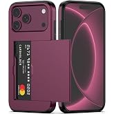 Nvollnoe for iPhone 18 Pro Max Case with Card Holder Burgundy | Heavy Duty Protective Dual Layer Shockproof Hidden Card Slot, Slim Wallet Case for iPhone 18 Pro Max Men&Women