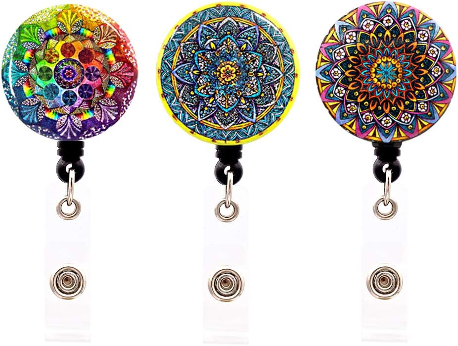 HEYGOO Vintage-Inspired Retractable Badge Reel Clip,Name Card Badge Holders(3 Pack)
