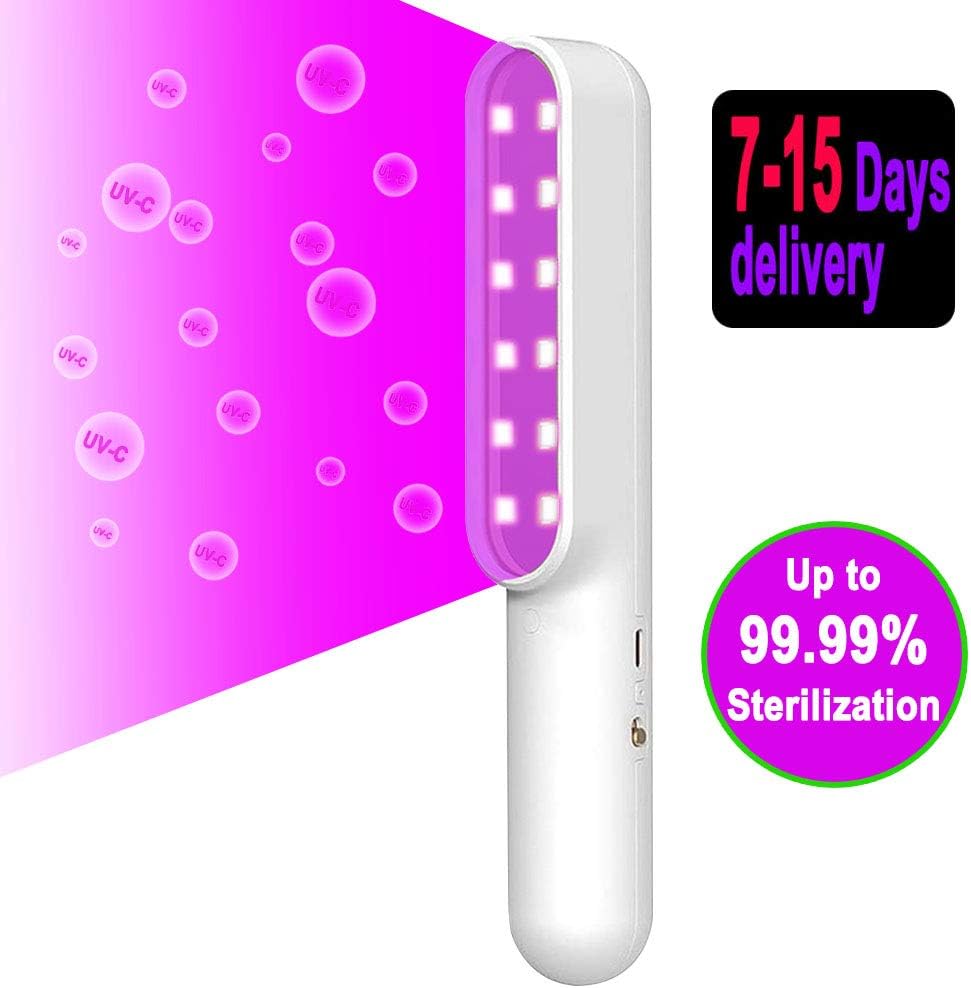 UV Light Sanitizer, Portable UV Sterilizer, Handy UV Sanitizer Wand for Hotel Household Wardrobe Toilet Car Pet Area as Phone Sanitizer UV (White)