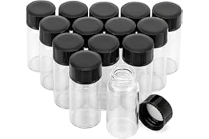 JIUWU 14 pcs 5 ml Mini Clear Glass Bottle Vials and Plastic Cap Small Essential Oil