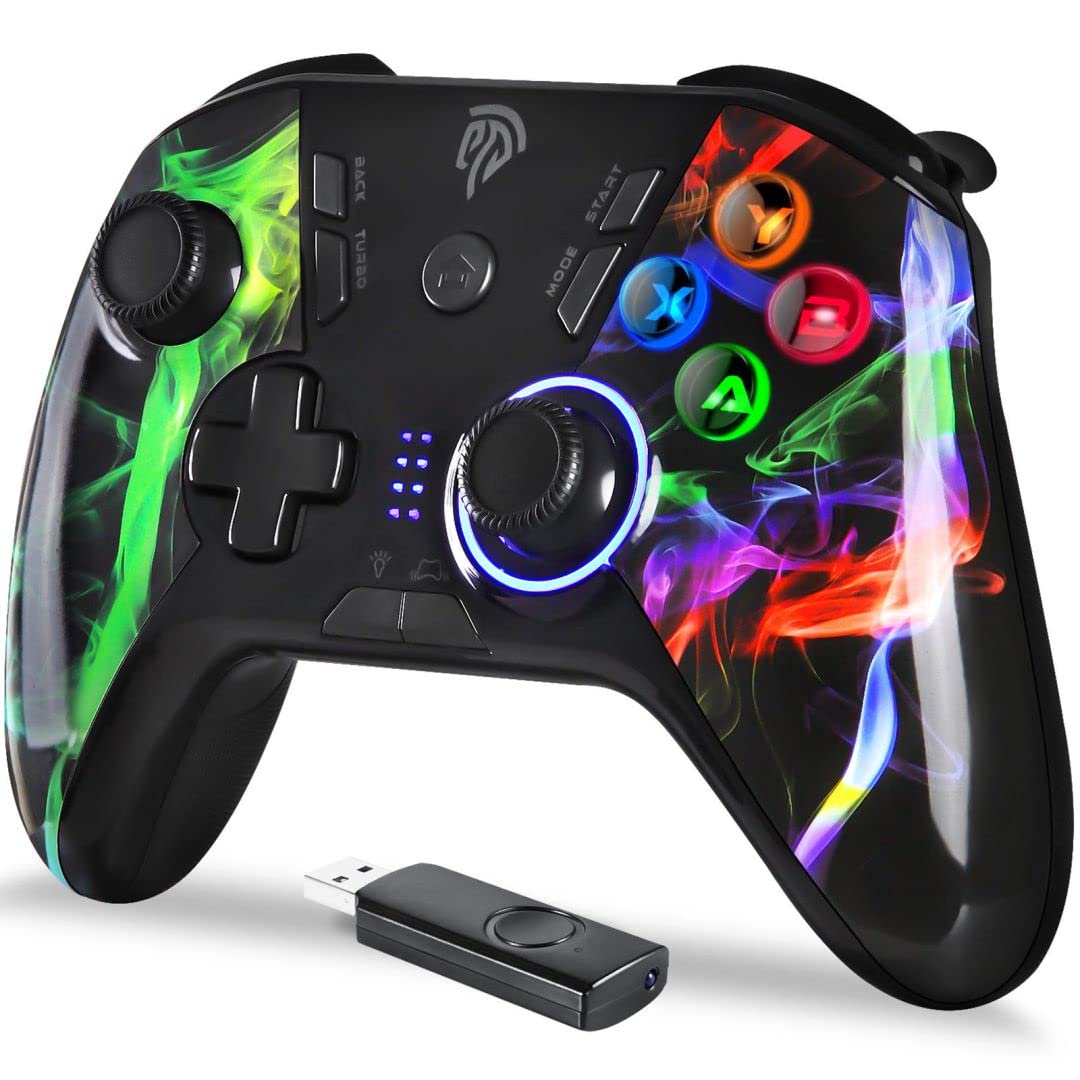 EasySMX Wireless PC Controller, Dual-Vibration Joystick Gamepad Computer Gaming Controller for PC Windows 7/8/10/11/12, Steam, Steam Deck, PS3, Switch, Android Mobile and Android TV BOX- Black