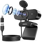 4K Webcam for PC,Auto Focus Streaming Web Cam USB,Dual Noise Reduction Mics | Privacy Cover,Wide-Angle Lens,Auto Light Correction, Plug &amp; Play USB Webcam for PC,Laptop,Desktop,Mac,Zoom,Skype,Streaming