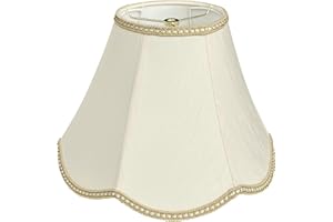 TOOTOO STAR Small Scalloped Lampshades,6" x 13" x 9.25" bell shaped Lampshade, handmade beige DIY Vintage lamp shades for Floor or Table Lamp