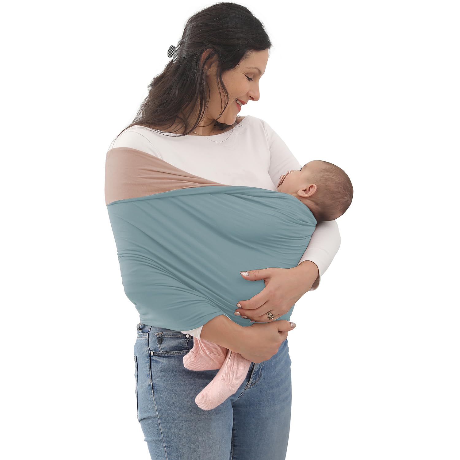 Photo 1 of Kloovete Baby Wrap Carrier, Perfect Baby Carrier Wrap Sling for Newborn and Infant up to 35 lbs. (Steel Blue, L (XL, 2XL, 3XL of Clothing Size))
