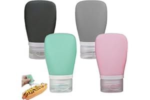 Zlongron 4 pack leak-proof mini condiment bottles, food-grade silicone squeeze bottles, easy to carry as travel storage bottles, and also as sauce containers for lunch boxes (60ML)