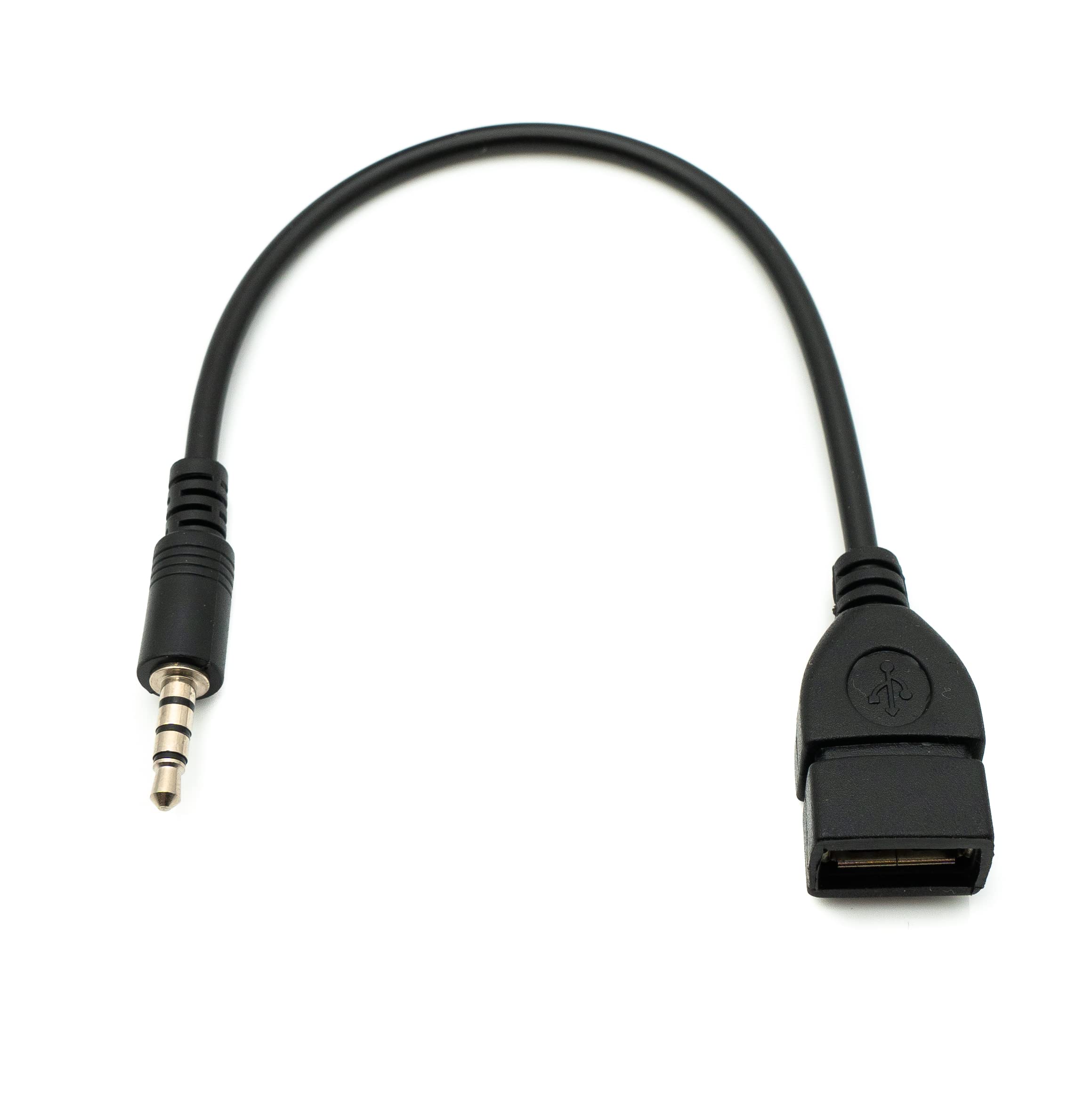 System-S Audio USB Cable 20 cm 3.5 mm Jack Male to 2.0 Type A Female AUX in Black