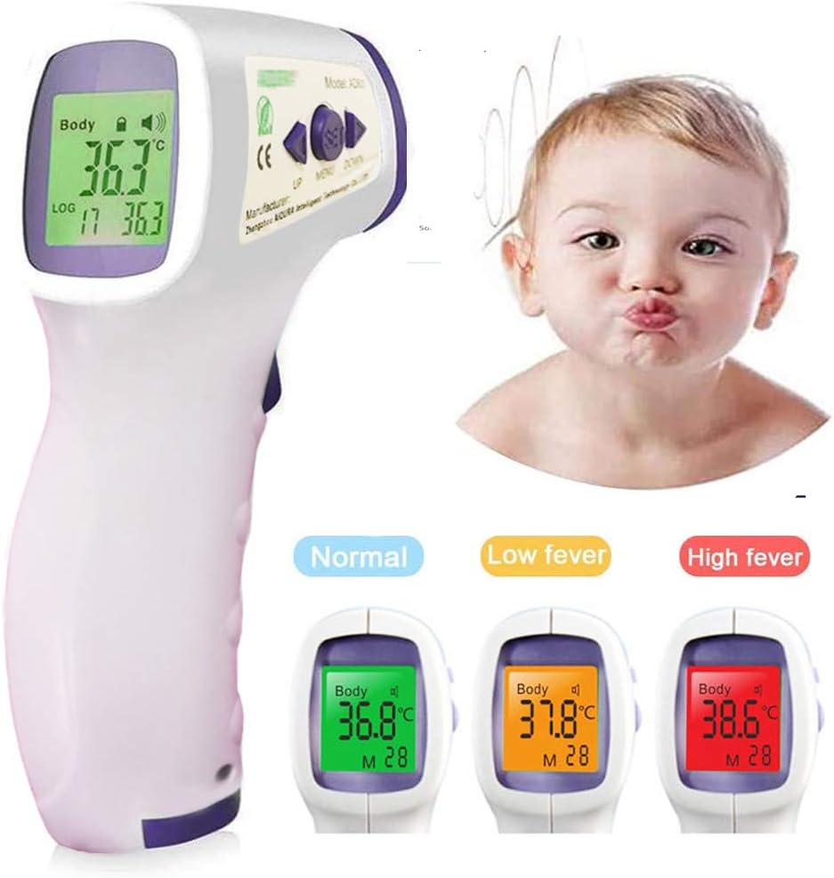 Non-Contact Digital Thermometer for Adult Baby and Kid Touchless Infrared Forehead Thermometer Medical Temperature Gun with Fever Alarm LED Display Screen 1 Second Accurate Instant Reading