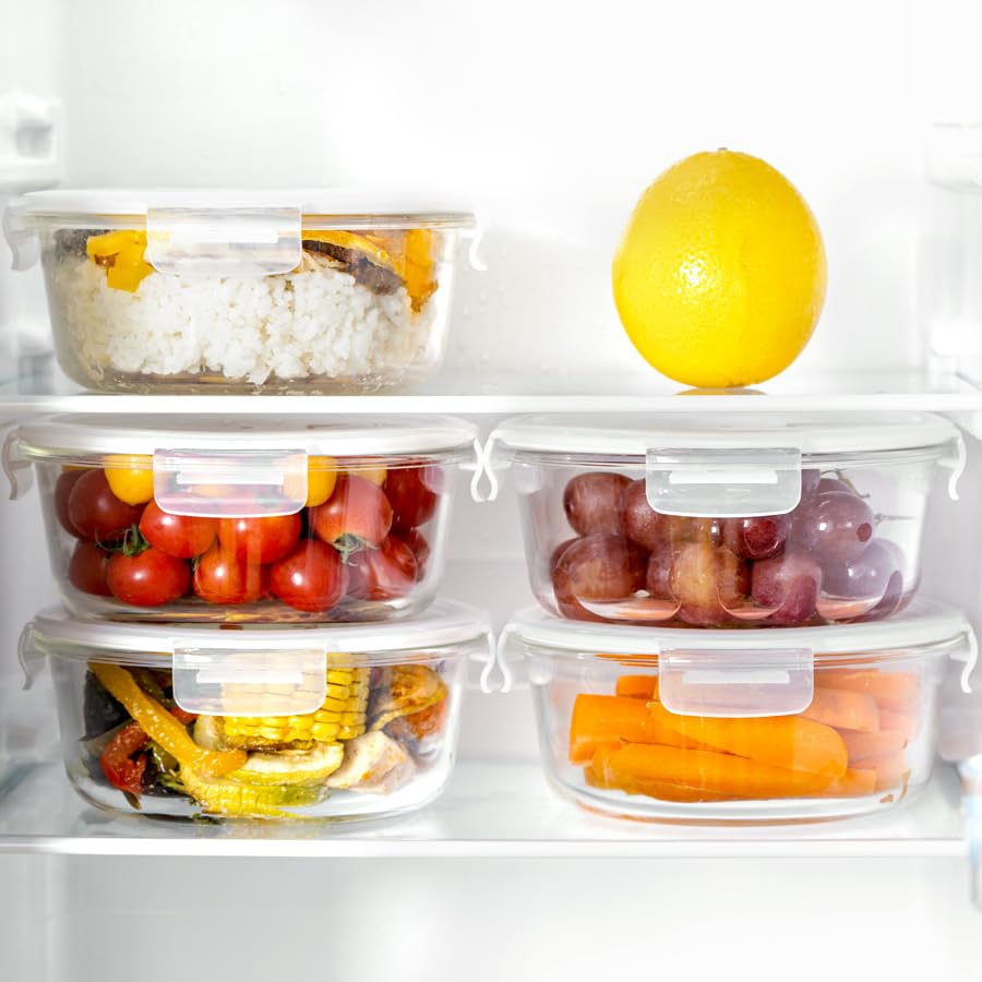 Igluu Meal Prep Boxen Glas, rund (5er-Pack+Ersatzdeckel) – 950ml 7