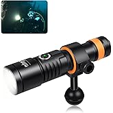 ORCATORCH D530V 1200 Lumens Underwater Video Light, 120° Super Wide Beam Dive Flashlight, 2 Modes with ZJ18 Ball Joint, IP68 Waterproof (150m) for Scuba Diving Photography/Videography