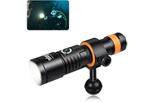 ORCATORCH D530V 1200 Lumens Underwater Video Light, 120° Super Wide Beam Dive Flashlight, 2 Modes with ZJ18 Ball Joint, IP68 Waterproof (150m) for Scuba Diving Photography/Videography