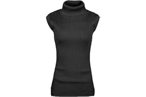 v28 Women Sleeveless High Neck Turtleneck Stretchable Knit Sweater Top