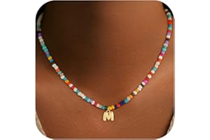 Treasure Bender Colorful Initial Necklace for Girls Kids Women, Dainty 18K Gold Plated Bubble Initial Letter Necklace Teen Girls Gifts Trendy Stuff Birthday Gifts for 5 6 7 8 9 10 Yearl Old Girl