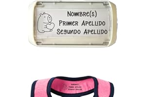 WRLD Sello Para Ropa Personalizado – Con Tinta Textil Negra – Ideal para Guardería y Escuela – Trodat 4911 – 3.8 x 1.4 cm