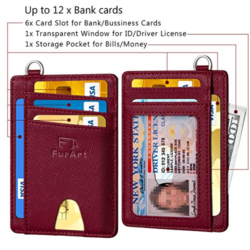 FurArt Slim Minimalist Wallet, Front Pocket Wallets, RFID Blocking, Credit Card Holder with Disassembly D-Shackle