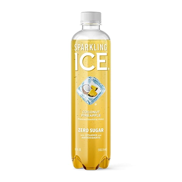 SPARKLING ICE, COCONUT PINEAPPLE SPARKLING WATER, ZERO SUGAR FLAVORED WATER, WITH ANTIOXIDANTS AND VITAMINS, 17 FL OZ BOTTLE