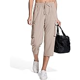 UPGET Women's Cargo Capris Pants,Quick Dry Stretch Hiking Pant with 6 Pockets for Travel Casual Outdoor Walking Camping